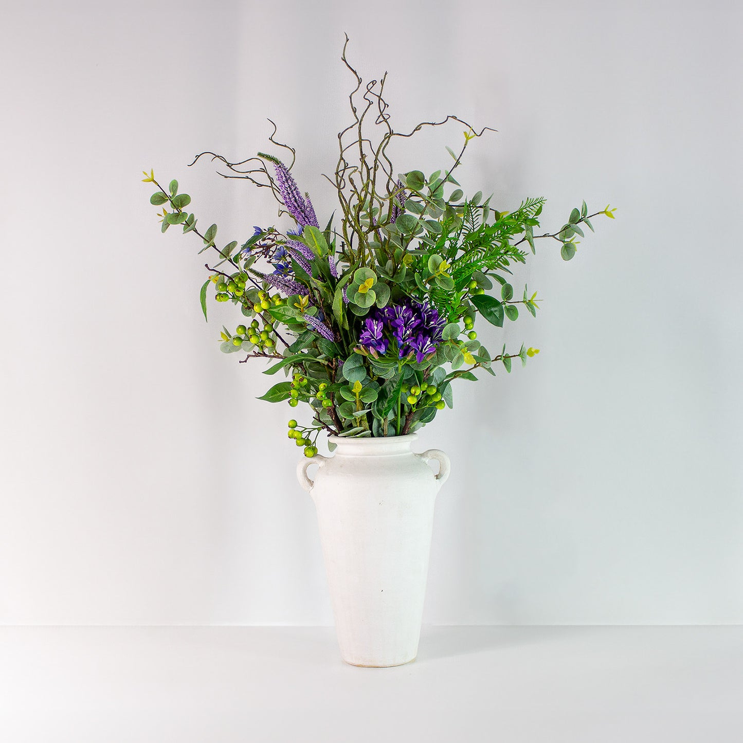 Enchanted Forest – naturtro kunstig buket i lilla/grøn i krukke