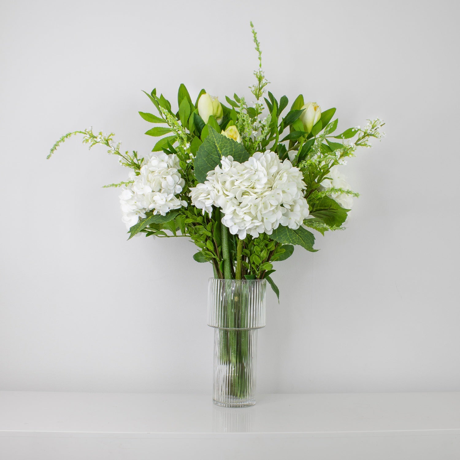 kunstig buket hvide hortensia – Fjord Bloom (naturtro)