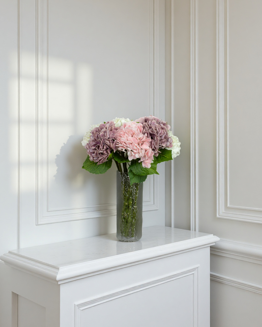 Pink, Purple & white hydrangea | lifelike artificial bouquet